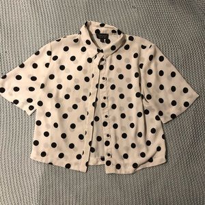 Topshop Black & White Polka Dot Crop Top